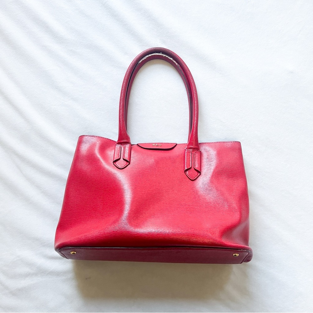 RLL Ralph Lauren Cherry Red Leather Handbag